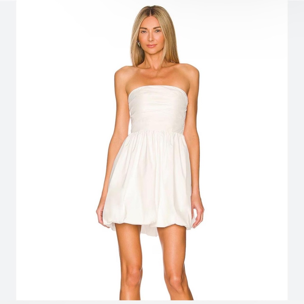 Amanda Uprichard Stassie Dress with a white strapless lace up back